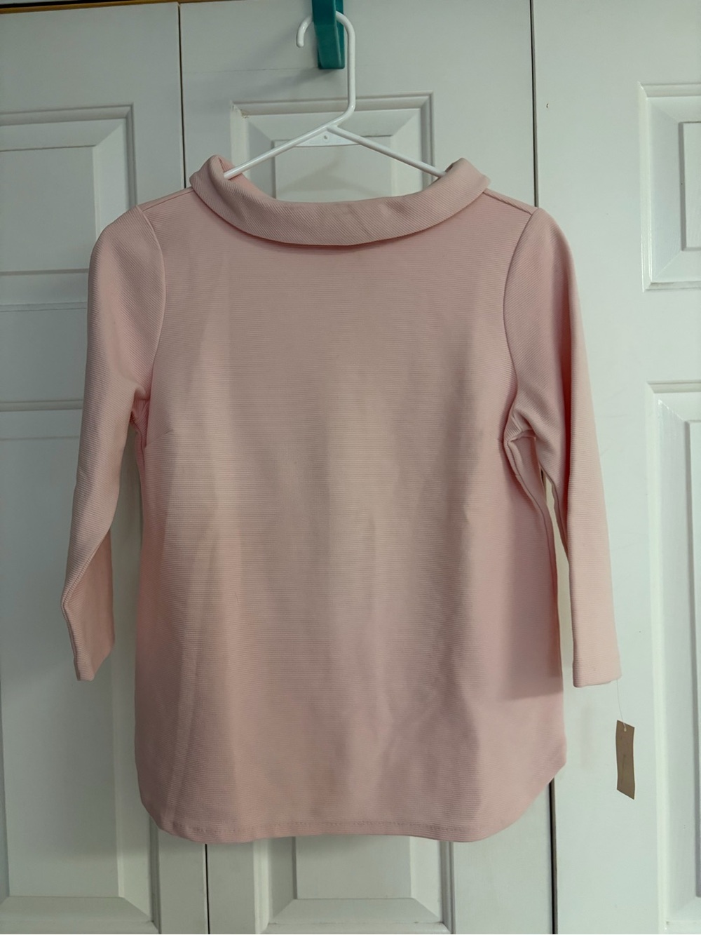 Talbots Women’s Pink 3/4 sleeve Knit Top with Soft Collar